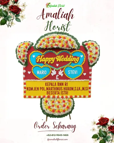 Karangan Papan Bunga Pernikahan di Heledulaa Utara